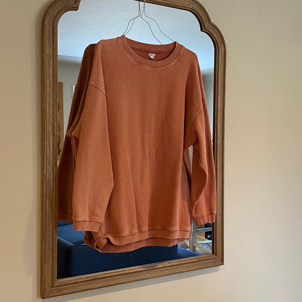 Aerie rose ribbed oversized sweatshirt. Size small.